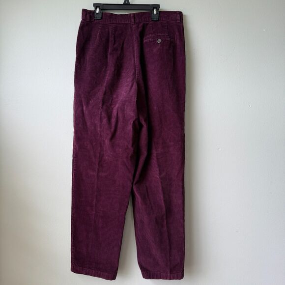 L.L. Bean Pants Womens 10‎ Reg  Burgandy Corduroy Straight Leg High Rise Pockets - Picture 2 of 3